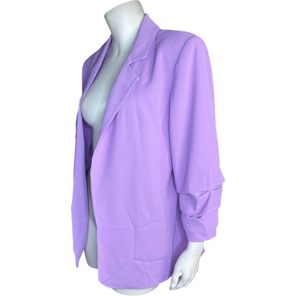 nicole by Nicole Miller Stretch Crepe Blazer with Ruched Sleeves Liliac Small - Picture 9 of 13